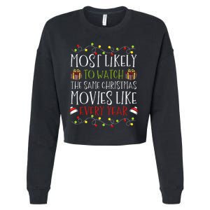 Most Likely to Watch The Same Christmas Movies Binge Cropped Pullover Crew