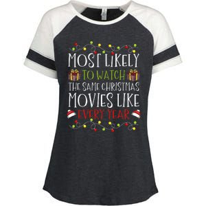 Most Likely to Watch The Same Christmas Movies Binge Enza Ladies Jersey Colorblock Tee