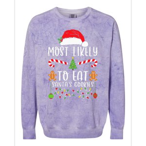 Most Likely To Eat Santa's Cookies Christmas Matching Family Colorblast Crewneck Sweatshirt