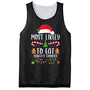 Most Likely To Eat Santa's Cookies Christmas Matching Family Mesh Reversible Basketball Jersey Tank