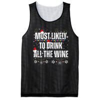 Most Likely To Drink All The Wine Santa Family Matching Mesh Reversible Basketball Jersey Tank