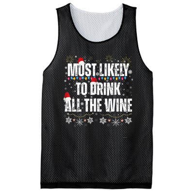 Most Likely To Drink All The Wine Santa Family Matching Mesh Reversible Basketball Jersey Tank