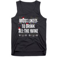 Most Likely To Drink All The Wine Santa Family Matching Tank Top