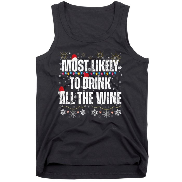 Most Likely To Drink All The Wine Santa Family Matching Tank Top