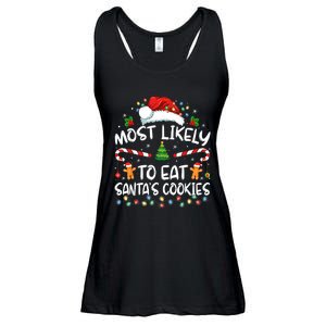 Most Likely To Eat SantaS Cookies Funny Christmas Ladies Essential Flowy Tank