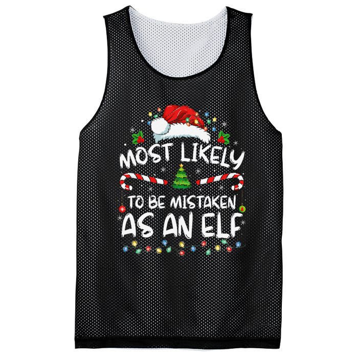 Most Likely To Be Mistaken As An Elf Funny Family Christmas Gift Mesh Reversible Basketball Jersey Tank