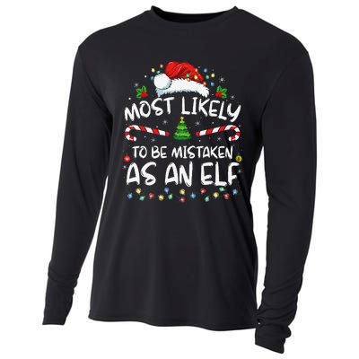 Most Likely To Be Mistaken As An Elf Funny Family Christmas Gift Cooling Performance Long Sleeve Crew