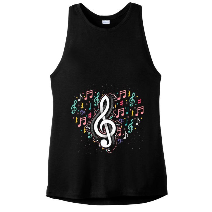 Music Lover Treble Clef Heart Music Notes Musician Music Ladies PosiCharge Tri-Blend Wicking Tank