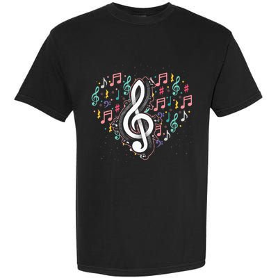 Music Lover Treble Clef Heart Music Notes Musician Music Garment-Dyed Heavyweight T-Shirt