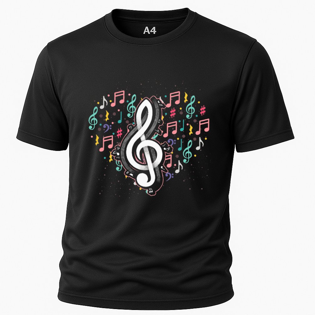 Music Lover Treble Clef Heart Music Notes Musician Music Cooling Performance Crew T-Shirt