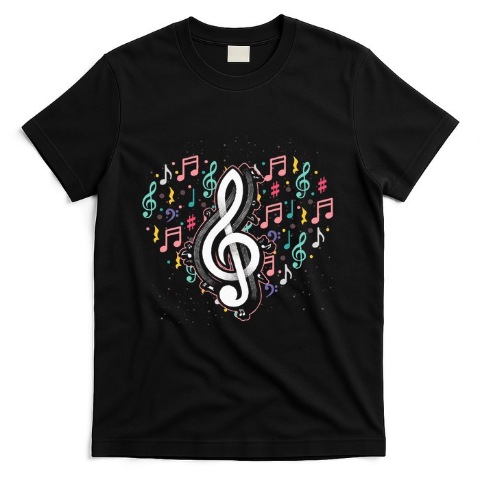 Music Lover Treble Clef Heart Music Notes Musician Music T-Shirt