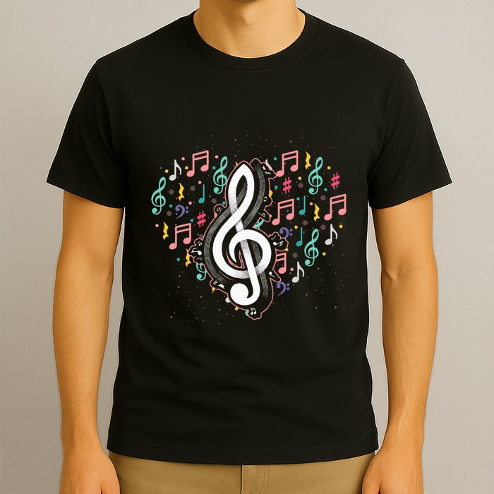 Music Lover Treble Clef Heart Music Notes Musician Music T-Shirt