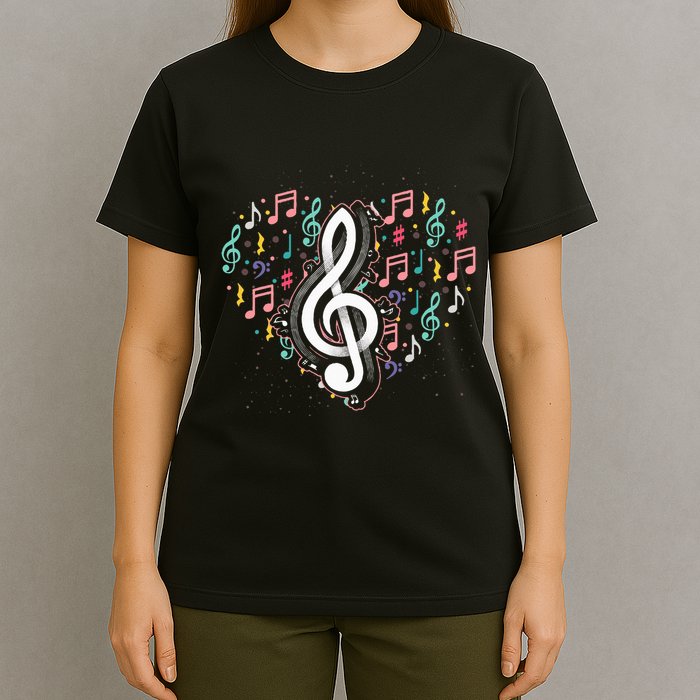 Music Lover Treble Clef Heart Music Notes Musician Music T-Shirt
