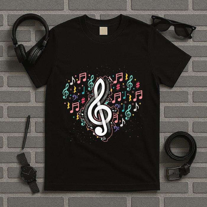 Music Lover Treble Clef Heart Music Notes Musician Music T-Shirt