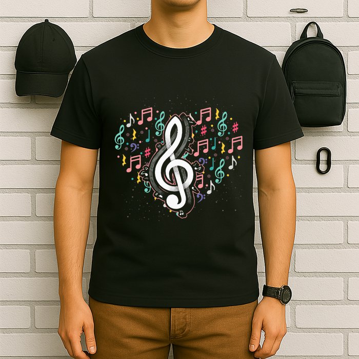 Music Lover Treble Clef Heart Music Notes Musician Music T-Shirt
