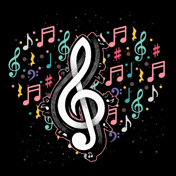 Music Lover Treble Clef Heart Music Notes Musician Music T-Shirt