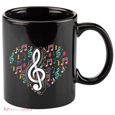 Music Lover Treble Clef Heart Music Notes Musician Music 11oz C Handle Ceramic Mug