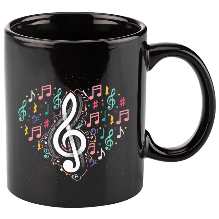 Music Lover Treble Clef Heart Music Notes Musician Music 11oz C Handle Ceramic Mug