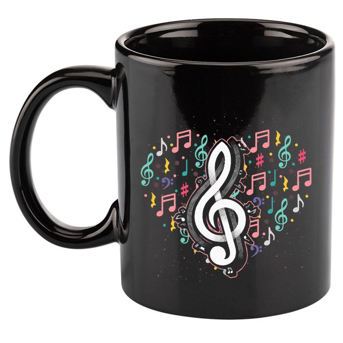 Music Lover Treble Clef Heart Music Notes Musician Music 11oz C Handle Ceramic Mug