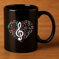 Music Lover Treble Clef Heart Music Notes Musician Music 11oz C Handle Ceramic Mug