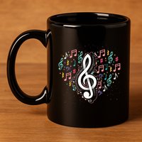 Music Lover Treble Clef Heart Music Notes Musician Music 11oz C Handle Ceramic Mug
