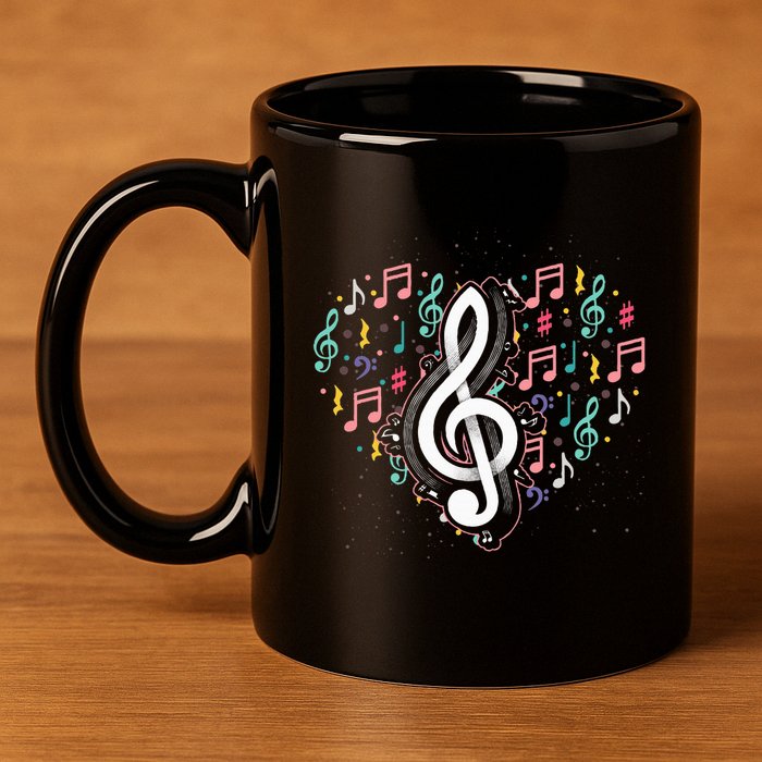 Music Lover Treble Clef Heart Music Notes Musician Music 11oz C Handle Ceramic Mug