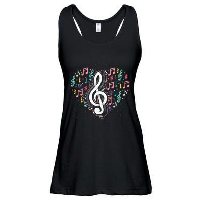 Music Lover Treble Clef Heart Music Notes Musician Music Ladies Essential Flowy Tank