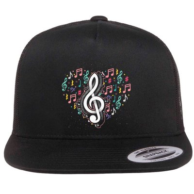 Music Lover Treble Clef Heart Music Notes Musician Music Flatbill Hat