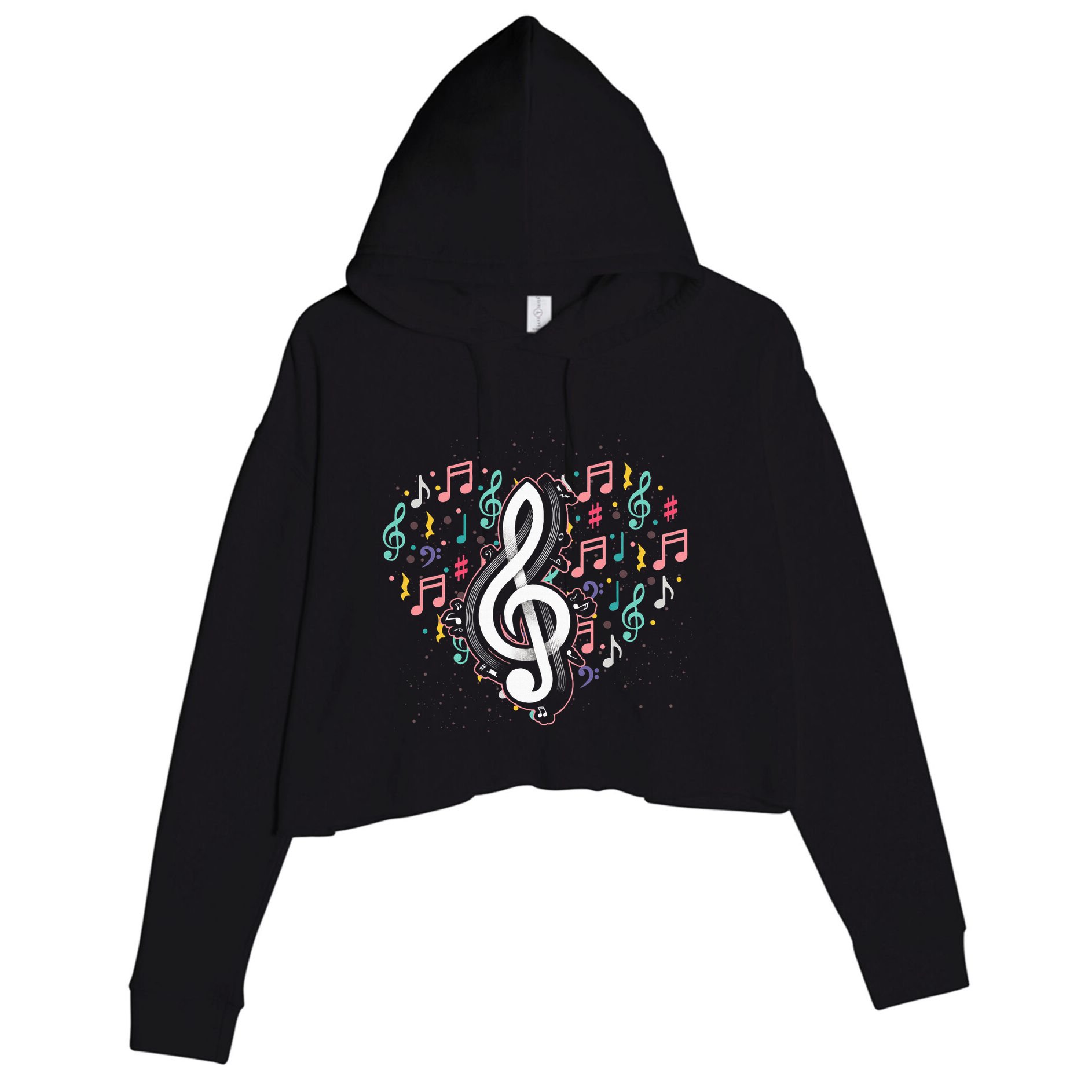 Music Lover Treble Clef Heart Music Notes Musician Music Crop Fleece Hoodie