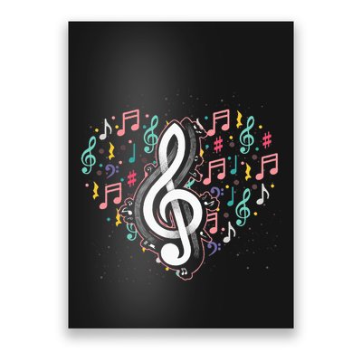 Music Lover Treble Clef Heart Music Notes Musician Music Poster