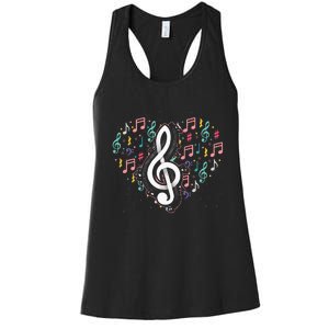 Music Lover Treble Clef Heart Music Notes Musician Music Women's Racerback Tank