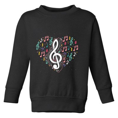 Music Lover Treble Clef Heart Music Notes Musician Music Toddler Sweatshirt