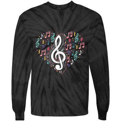 Music Lover Treble Clef Heart Music Notes Musician Music Tie-Dye Long Sleeve Shirt