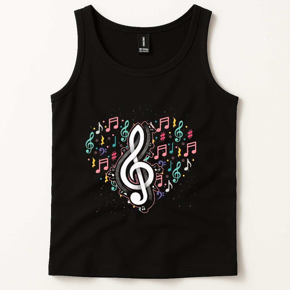 Music Lover Treble Clef Heart Music Notes Musician Music Tank Top