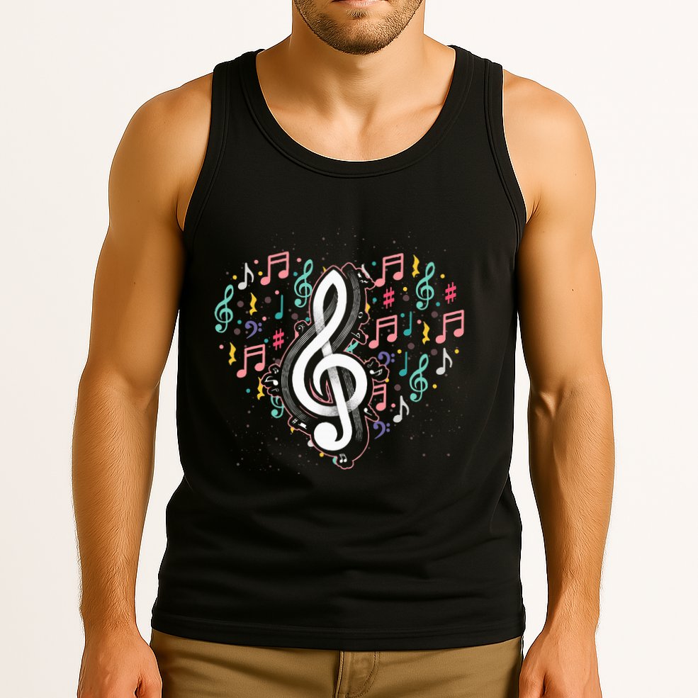 Music Lover Treble Clef Heart Music Notes Musician Music Tank Top