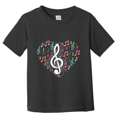 Music Lover Treble Clef Heart Music Notes Musician Music Toddler T-Shirt