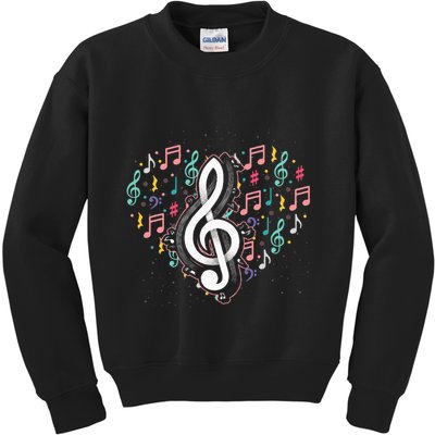 Music Lover Treble Clef Heart Music Notes Musician Music Kids Sweatshirt