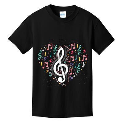 Music Lover Treble Clef Heart Music Notes Musician Music Kids T-Shirt