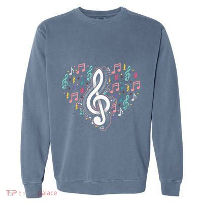 Music Lover Treble Clef Heart Music Notes Musician Music Garment-Dyed Sweatshirt