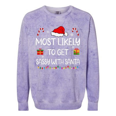 Most Likely To Get Sassy With Santa Funny Family Christmas Colorblast Crewneck Sweatshirt