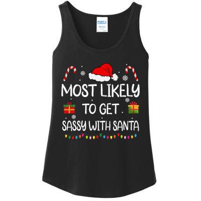 Most Likely To Get Sassy With Santa Funny Family Christmas Ladies Essential Tank