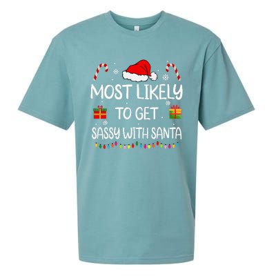 Most Likely To Get Sassy With Santa Funny Family Christmas Sueded Cloud Jersey T-Shirt