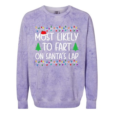 Most Likely To Fart On Santa Lap Christmas for Family  Colorblast Crewneck Sweatshirt