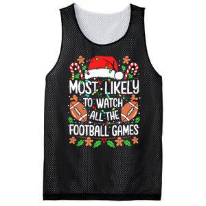 Most Likely To Watch All The Football Games Christmas Mesh Reversible Basketball Jersey Tank