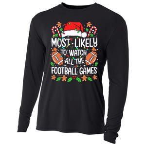 Most Likely To Watch All The Football Games Christmas Cooling Performance Long Sleeve Crew