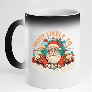 Most Likely To Offer Santa A Beer Funny Drinking Christmas 11oz Black Color Changing Mug