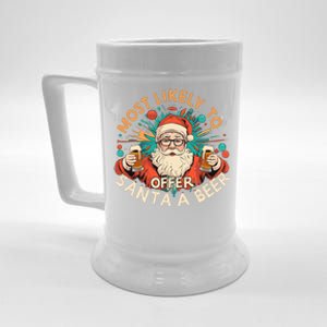 Most Likely To Offer Santa A Beer Funny Drinking Christmas Beer Stein