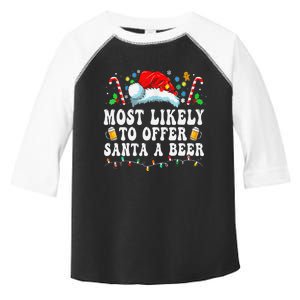 Most Likely To Offer Santa A Beer Funny Drinking Christmas Gift Toddler Fine Jersey T-Shirt