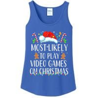 Most Likely To Play Video Games On Christmas Family Matching Gift Ladies Essential Tank