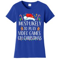 Most Likely To Play Video Games On Christmas Family Matching Gift Women's T-Shirt